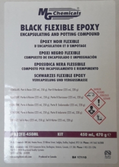 Компаунд MG Chemicals 832FX-450ML Епоксидний 2-компонентний 1A:1B гнучкий чорний 450 мл, 2 ємності по 225 мл (450 мл)