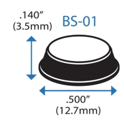Бампер BS01RSDCL10X20R  цилиндрический мягкий, прозрачный, резиновый клей, D=12,7 мм, H=3,5 мм