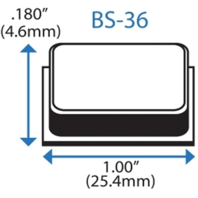 Бампер BS36BL05X11RP  квадратный, чёрный, резиновый клей, W=25,4 мм, H=4,6 мм