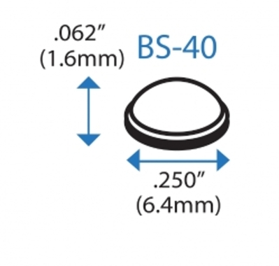 Бампер BS40BL17X34RP  полусферический, чёрный, резиновый клей, D=6,4 мм, H=1,6 мм