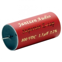 Конденсатор Jantzen Audio 001-0538 super MKP поліпропілен (PP) Superior Z-Cap 1,5 мкФ 2% 800 В (DC) 22x45 мм аксіальний; TKE -200 ppm; -55C..+85C