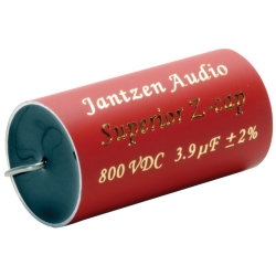 Конденсатор Jantzen Audio 001-0558 super MKP поліпропілен (PP) Superior Z-Cap 3,9 мкФ 2% 800 В (DC) 30x57 мм аксіальний; TKE -200 ppm; -55C..+85C