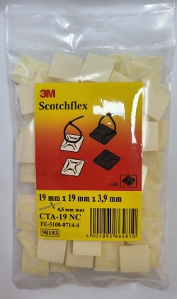 Монтажна площинка Scotchflex CTA-19 N-C Монтажна площадка з клеєм, Біла, 19мм Х 19мм, 100шт / упаковка
