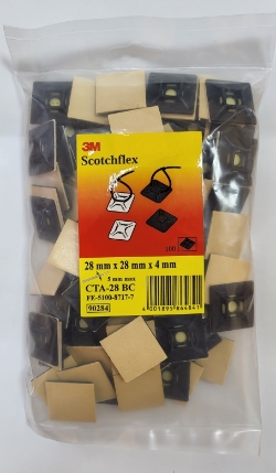 Монтажная площадка Scotchflex CTA-28 B-C Монтажная площадка с клеем, чёрная, 28мм Х 28мм, 100шт/упаковка