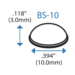 Бампер BS10CL12X24RP напівсферичний, прозорий, гумовий клей, D=10 мм, H=3 мм