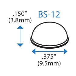 Бампер BS12CL12X24RP напівсферичний, прозорий, гумовий клей, D=9,5 мм, H=3,8 мм