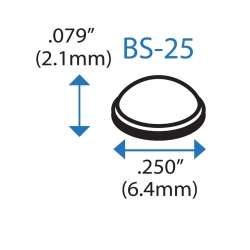 Бампер BS25CL15X30RP  полусферический, прозрачный, резиновый клей, D=6,4 мм, H=2,1 мм