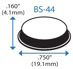 Бампер BS44CL07X14RP  цилиндрический, прозрачный, резиновый клей, D=19,1 мм, H=4,1 мм