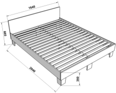 Двоспальне ліжко + основа з ламелями КР-16 ДСП Дуб Родос темний 164х204х66.5 см