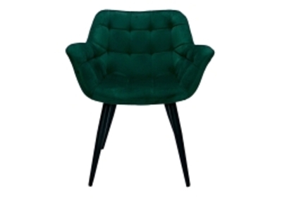 Крісло м'яке обіднене з підлокітниками на чорних ніжках Інтарсіо Елегант зелене