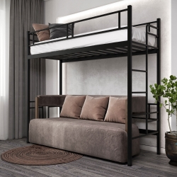 Двоярусне ліжко Дабл з горищем Метал-дизайн Чорне 90х200 см 311195_4