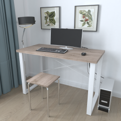 Письмовий стіл Ferrum-decor Драйв 750x1200x600 Білий метал ДСП Дуб Сонома Трюфель 32 мм