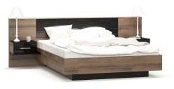Ліжко двоспальне з тумбочками Меблі-Сервіс Фієста 160 + ортопедичний внесок Дуб апріл + Чорний