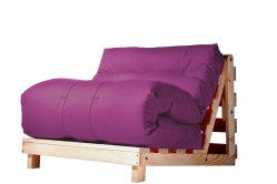 Крісло футон Futon Art, рама сосна натуральна, не фарбована; бавовна багатошарове ваповнення матрацу 90х200см (Пурпурний) FC-00-PP-00