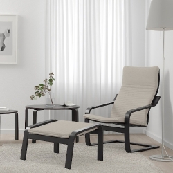 Крісло IKEA POANG чорно-коричневе / Книса світло-бежевий (392.407.92)