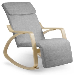 Крісло-гойдалка з підставкою для ніг Suzi лаковані полозья світло-сіре