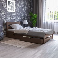 Односпальне ліжко MEBLIUS Сімпл 80 см x 200 см Світлий горіх з висувними шухлядами