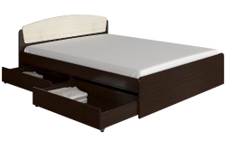 Двуспальная кровать Эверест Астория с двумя ящиками 160х200 см венге + дуб молочный (EVR-2488)