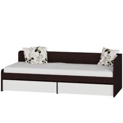 Односпальне ліжко із ящиками Еверест Соната-800 80х190 см венге темний + білий (EVR-2108)