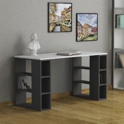 Комп'ютерний стіл СЛ-61 ( 6 полиць ), колір Чорний \ Білий