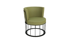 Крісло м'яке Anne ENRAN на чорному каркасі, оливкова тканина, d60*h72 см