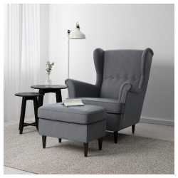 Крісло з підставкою для ног IKEA STRANDMON Nordvalla темно-сірий (394.839.07)