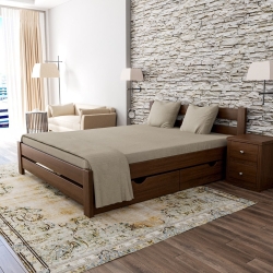 Двоспальне ліжко MEBLIUS Сімпл Твін 120 см x 200 см Світлий горіх з висувними шухлядами