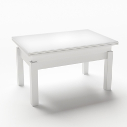 Журнальний стіл-трансформер Fusion furniture Флай Білий/Скло біле