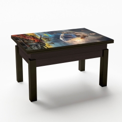 Журнальний стіл-трансформер Fusion furniture Флай Венге/Скло УФ друк 