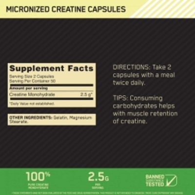 Креатин Optimum Nutrition Micronized Creatine Capsules 100 капсул (4384304349)
