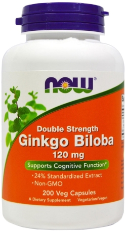 Натуральна добавка Now Foods Гінкго білоба, Ginkgo Biloba, Double Strength, 120 мг, 200 капсул