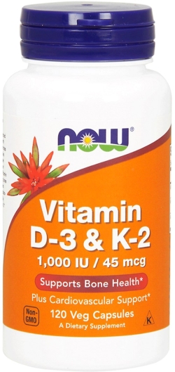 Вітаміни Now Foods Vitamin D3 & K-2 1000 IU/45 мкг 120 веганських капсул