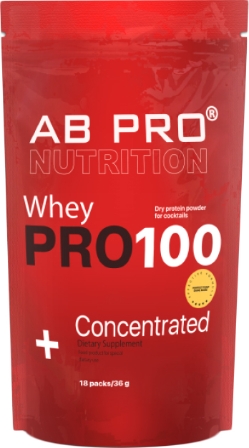 Протеїн AB PRO PRO 100 Whey Concentrated 18 індивідуальних пачок по 36 г Шоколад (PRO18PCABCH94)