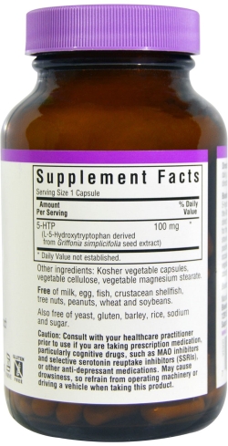 Амінокислота Bluebonnet Nutrition 5-HTP (Гідрокситриптофан) 100 мг 60 капсул