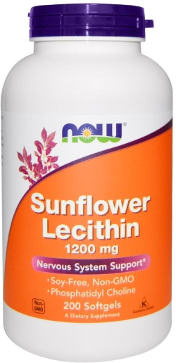 Амінокислота Now Foods Соняшниковий лецитин 1200 мг 200 желатинових капсул