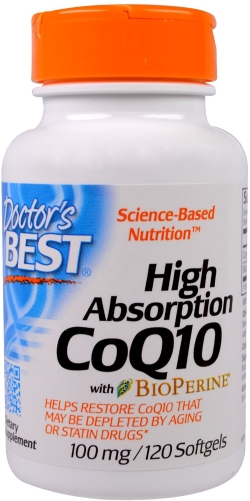 Натуральна добавка Doctor's Best BioPerine Коензим Q10 високою абсорбацию 100 мг 120 желатинових капсул