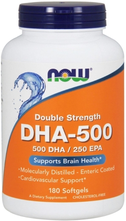 Натуральна добавка Now Foods DHA-500 (докозагексаеновая кислота) 180 желатинових капсул