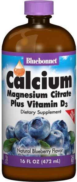 Мінерали Bluebonnet Nutrition Рідкий Кальцій Цитрат магнію + Вітамін D3 Чорниця 16 рідких унцій (472 мл)