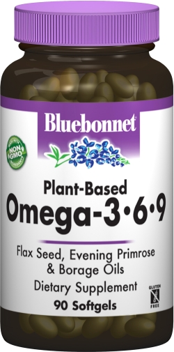 Жирні кислоти Bluebonnet Nutrition Омега 3-6-9 на рослинній основі 1000 мг 90 желатинових капсул
