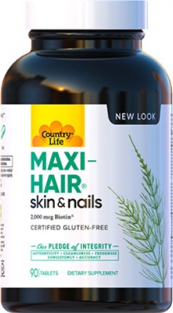 Вітамінно-мінеральний комплекс Country Life Maxi-Hair для росту та зміцнення волосся 90 таблеток