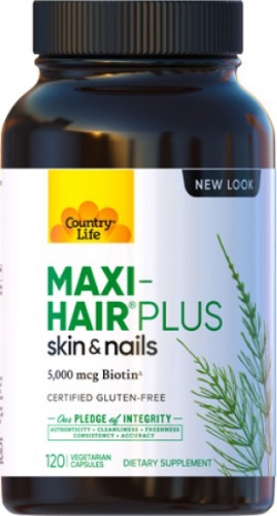 Вітамінно-мінеральний комплекс Country Life Maxi-Hair для росту та зміцнення волосся 120 гелевих капсул