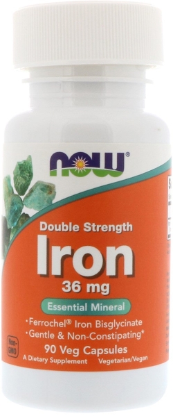 Мінерали Now Foods Iron Ferrochel 36 мг 90 капсул