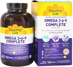 Жирні кислоти Country Life Ultra Omega 3-6-9 180 капсул