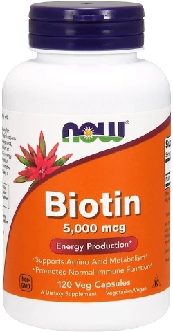 Натуральна домішка Now Foods BIOTIN 5 мг (5000 мкг) 120 капсул