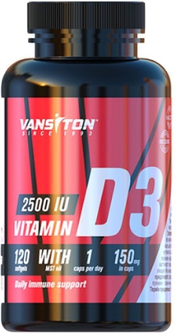 Вітаміни Vansiton Вітамін D3 2500 МО 120 капсул