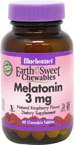 Амінокислоти Bluebonnet Nutrition Melatonin EarthSweet 60 жувальних таблеток 3 мг Малиновий смак
