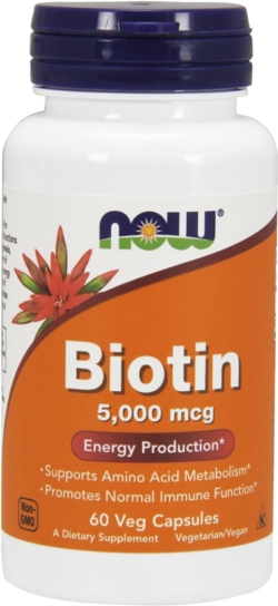 Вітаміни NOW BIOTIN 5 мг 5000 мкг 60 веган капсул