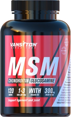 Хондропротектор Vansiton Хондроїтин + Глюкозамін + MSM 120 таблеток