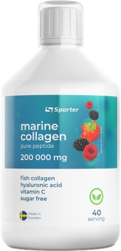 Рибний колаген у формі пептидів з додаванням гіалуронової кислоти та вітамінів Sporter Marine Collagen Pure Peptide 200000 500 мл Berry