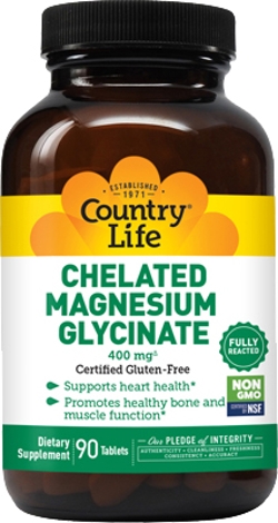 Магній Хелатний Гліцинат Country Life Chelated Magnesium Glycinate 400 мг 90 таблеток
